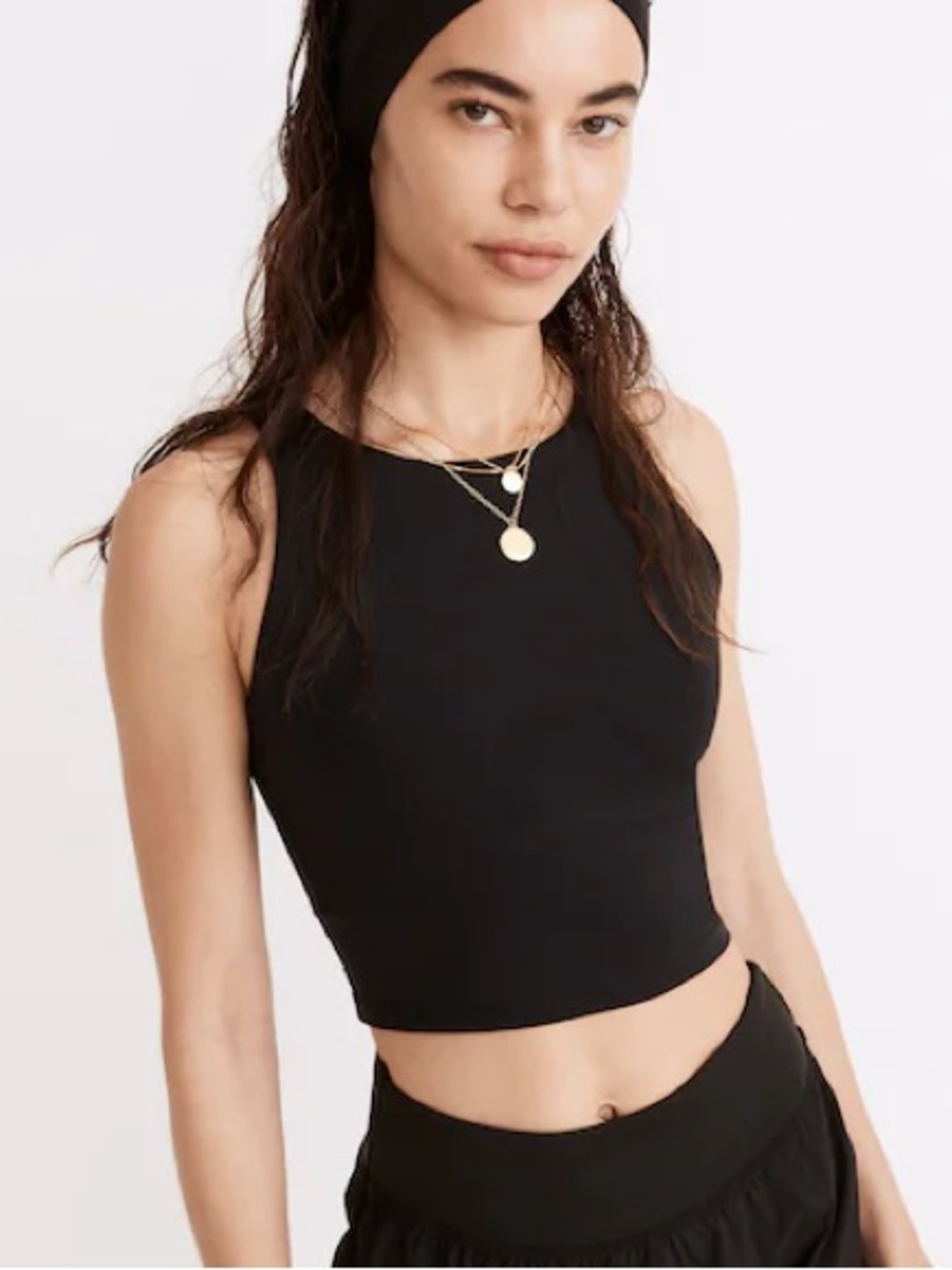 NWT Madewell MWL Form Racerback Crop Top Shelf Bra Black Small $42 NA554